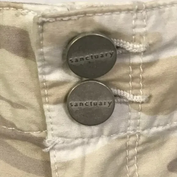 Sanctuary Pants Size 27 Womens Camouflage Tan Beige Cargo Style Drawstring Cuff - Picture 4 of 13